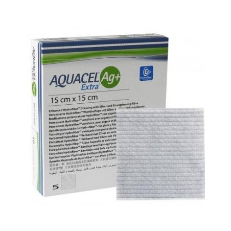 Convatec Medicazione In Hydrofiber E Ioni Argento Intessuta In Lyocell Aquacel Ag + Extra 15x15cm 5 Pezzi