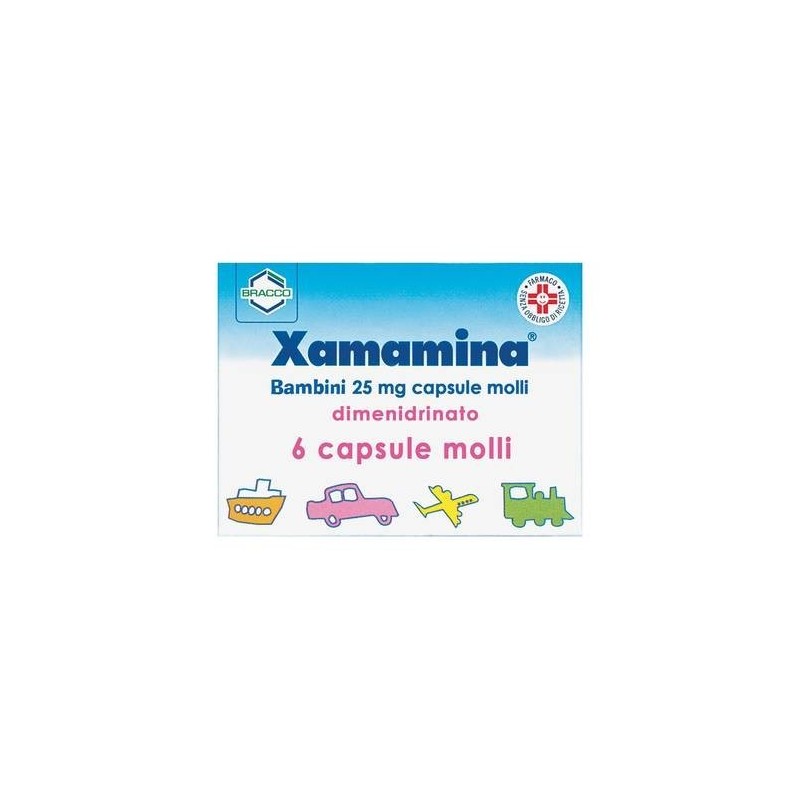 Dompe' Farmaceutici Xamamina Mal Di Viaggio 50 Mg Capsule Molli Xamamina Mal Di Viaggio Bambini 25 Mg Capsule Molli Dimenidrinat