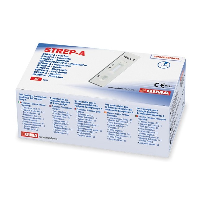 Gima Test Strep A Per La Rilevazione Dello Streptococco 20 Pezzi