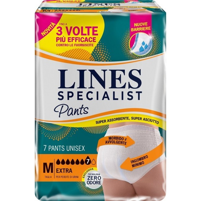 PANNOLONE PER INCONTINENZA LINES SPECIALIST PANTS EXTRA UNISEX M 7 PEZZI