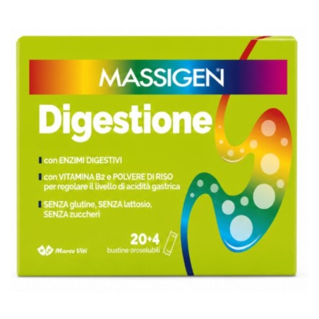 Marco Viti Massigen Digestione 20+4 Bustine Orosolubili Senza Glutine Senza Lattosio Senza Zuccheri