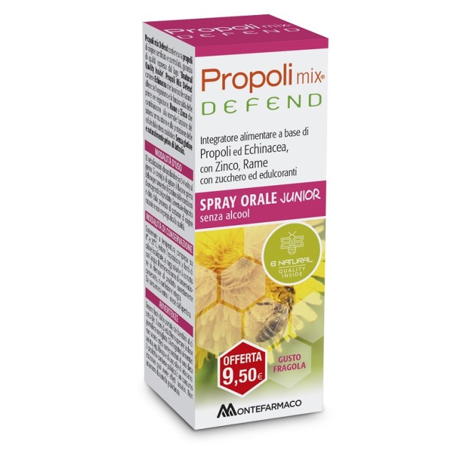 Montefarmaco Propoli Mix Defend Spray Junior 30 Ml Senza Glutine Senza Alcol Gusto Fragola