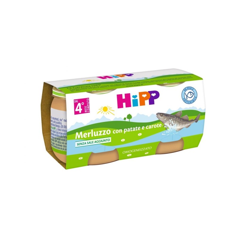Hipp Italia Hipp Omogeneizzato Merluzzo Carote Patate 2x80 G