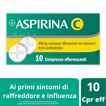 Bayer Aspirina 400 Mg Compresse Effervescenti Con Vitamina C Acido Acetilsalicilico + Acido Ascorbico