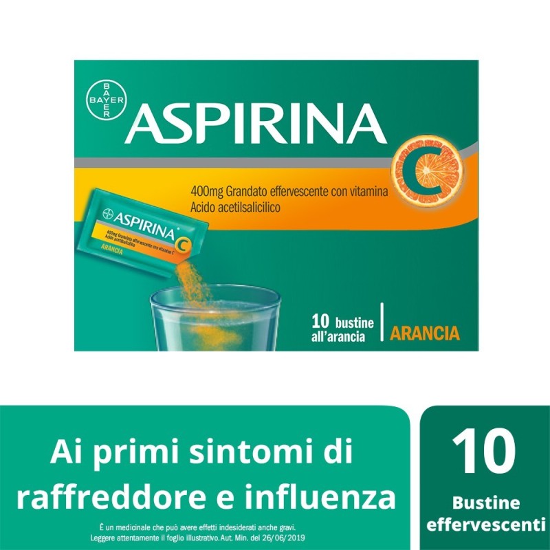 Bayer Aspirina 400 Mg Granulato Effervescente Con Vitamina C Acido Acetilsalicilico + Acido Ascorbico