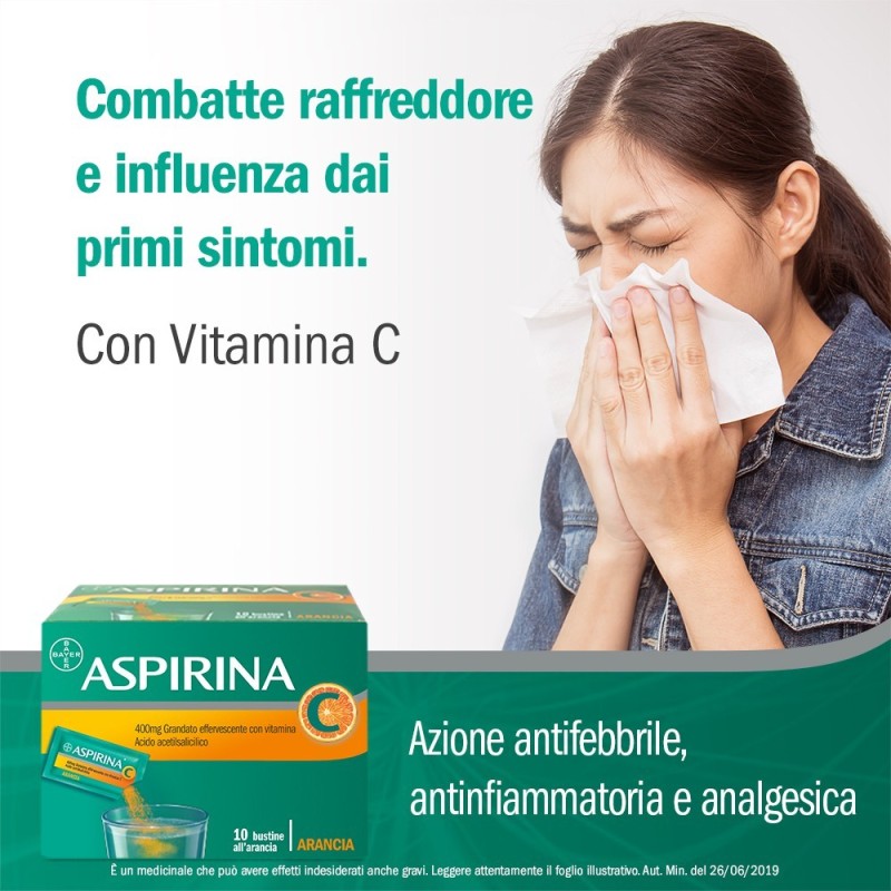 Bayer Aspirina 400 Mg Granulato Effervescente Con Vitamina C Acido Acetilsalicilico + Acido Ascorbico